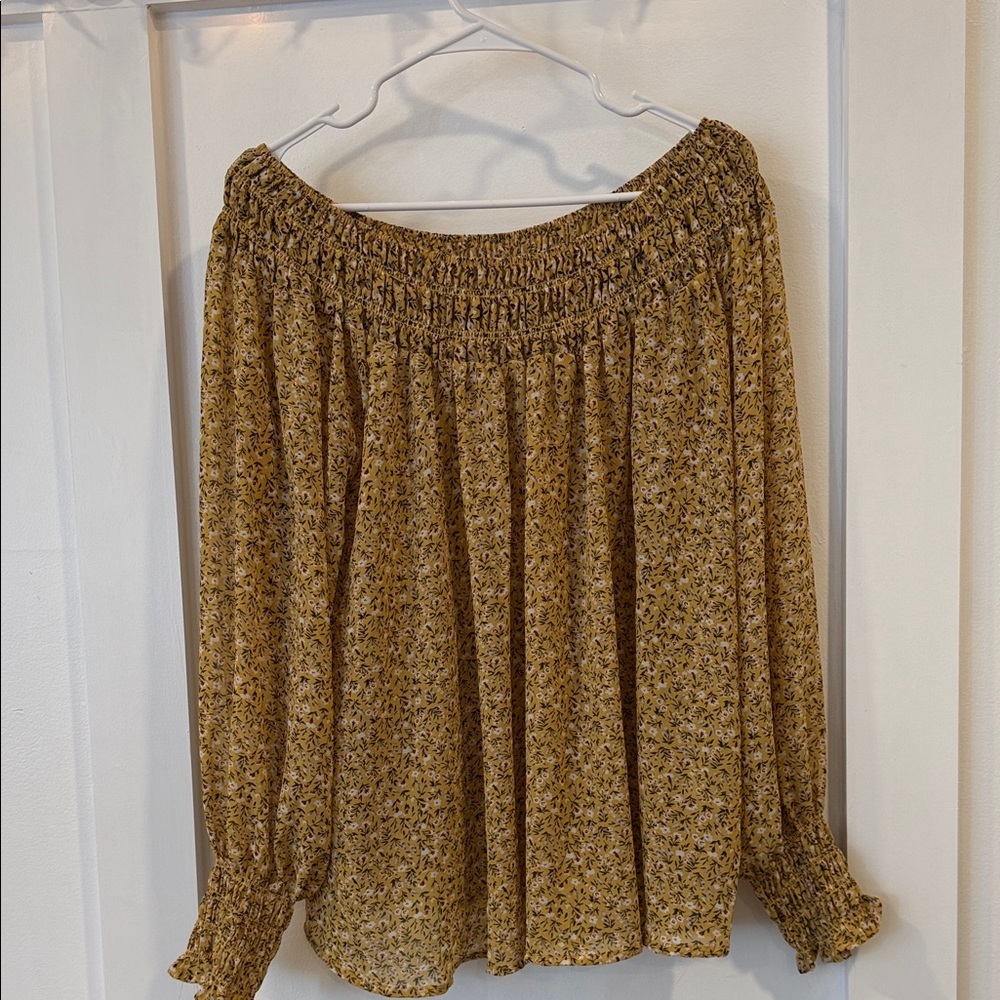 KORI golden Floral Off-Shoulder Blouse